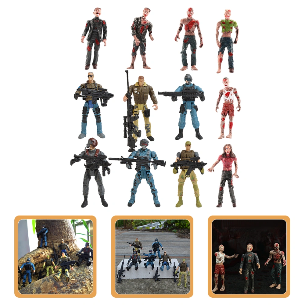 1 Set of Military Soldier Models Simulation Zombie Playthings Flexible Figure Toys