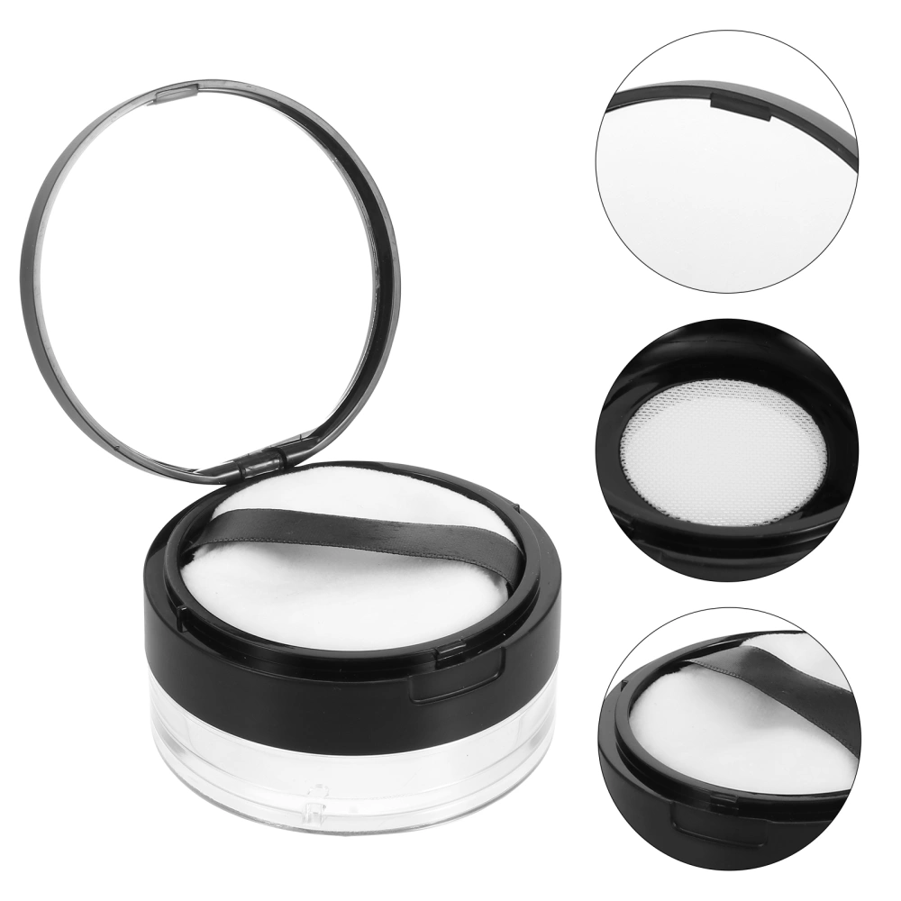 2pcs Empty Portable Powder Cases Makeup Powder Compact Container (Black)