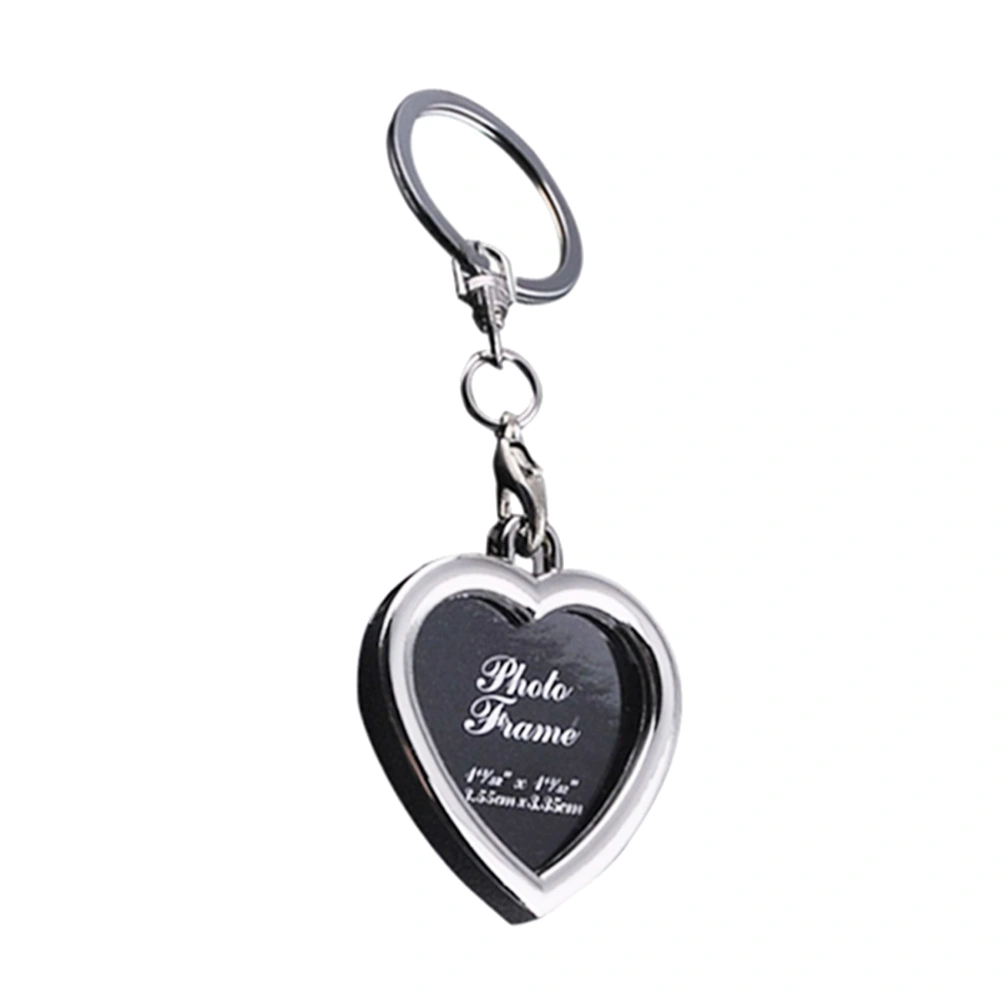 2pcs Fashion Love Heart Photo Frame Metal Keychains Key Rings Keyfob Creative Gift