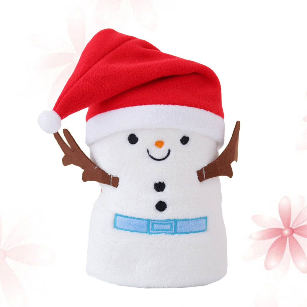 Creative Christmas Snowman Hat and Flannel Blanket Set Super Fluffy Plush Kids Pet Hat Blanket Bed Couch Cover Blanket -(Snowman Hat)