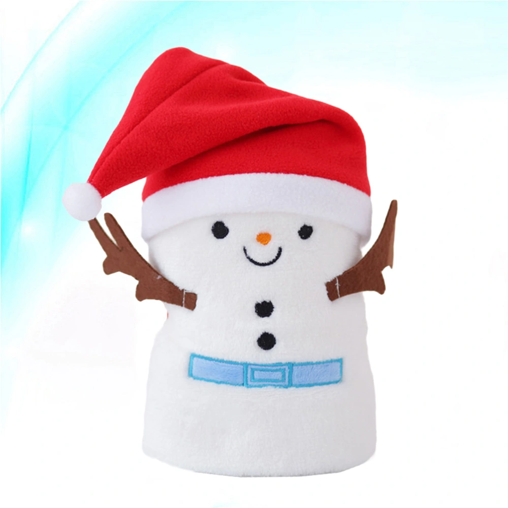 Creative Christmas Snowman Hat and Flannel Blanket Set Super Fluffy Plush Kids Pet Hat Blanket Bed Couch Cover Blanket -(Snowman Hat)