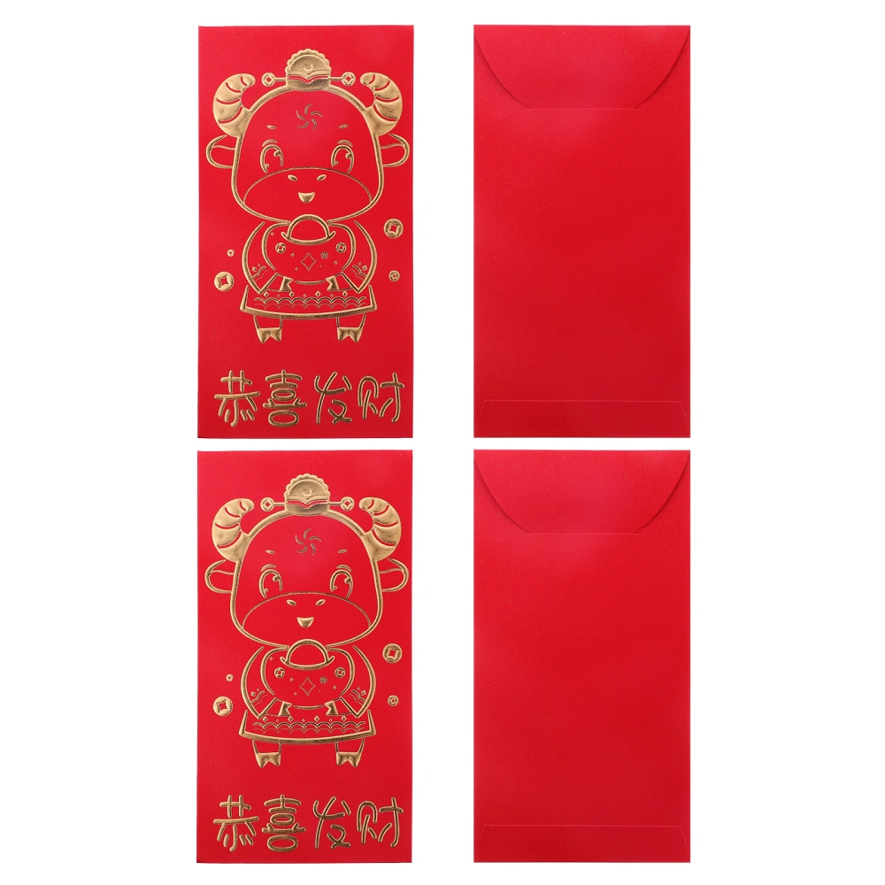 24pcs 2021 Ox Year Red Envelopes Hot Stamping Money Bags Red Packets (Red)