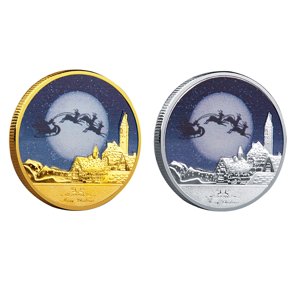 2pcs Christmas Eve Commemorative Coins Christmas Collections Holiday Gifts