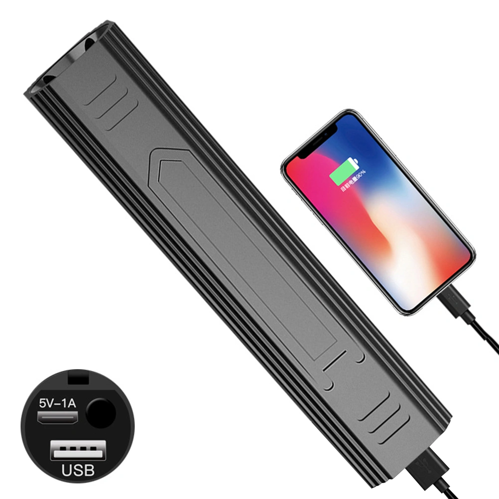 USB Multi-function Outdoor T6 Floodlight Portable Aluminum Alloy LED Flashlight 1200mAh Fishing Headlights (Carved Style Flashlight + USB Cable + Black Color Box)