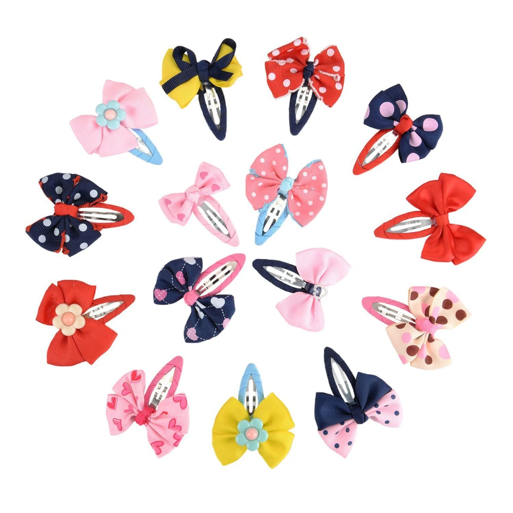 15pcs Bow Barrettes Hair Snaps Bowknot Hair Clips Headwear for Baby Kids Children Girls (Random Color)