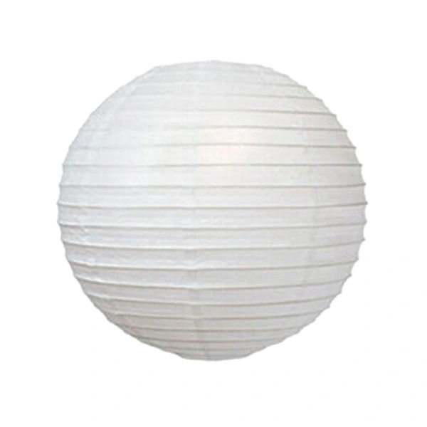 10pcs 25CM Round Paper Lanterns with Wire Ribbing (Pure White)