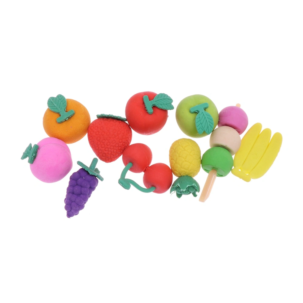 10pcs Simulation Fruit Eraser Cartoon Creative Eraser Stationery Gift School Classroom Rewards for Kids Students