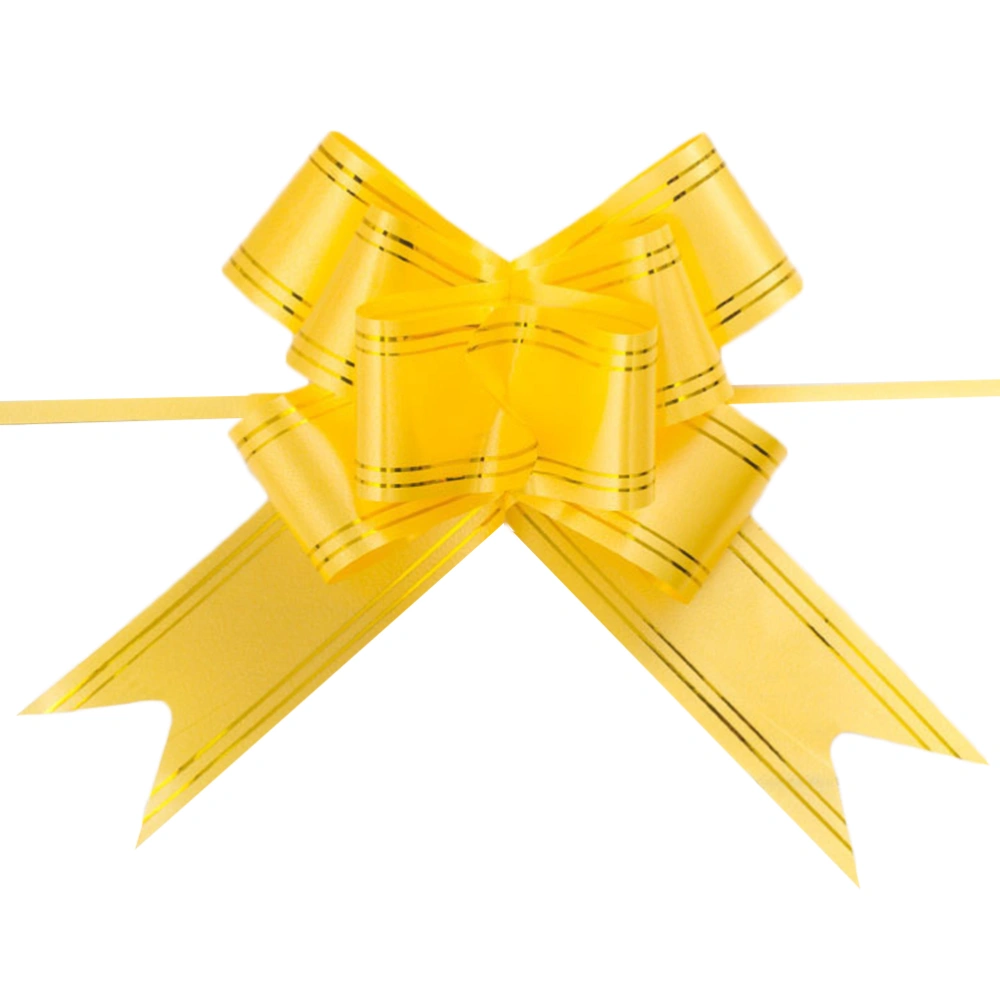 20PCS Golden Side Design Pull Bows Gift Knot Ribbons String Bows for Wedding Gift Wrapping Car Decoration (Yellow)