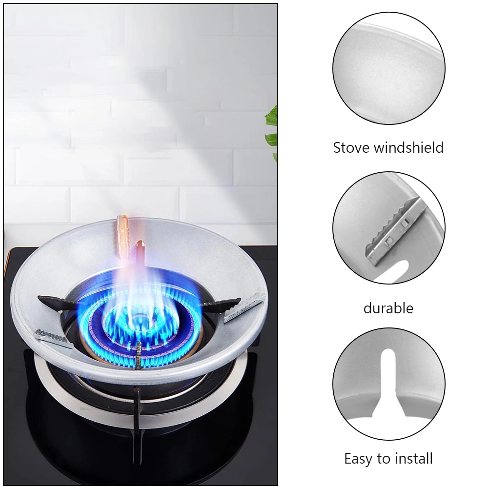 1Pc Kitchen Gas Stove Windshield Gather Fire Energy-saving Hood Silver