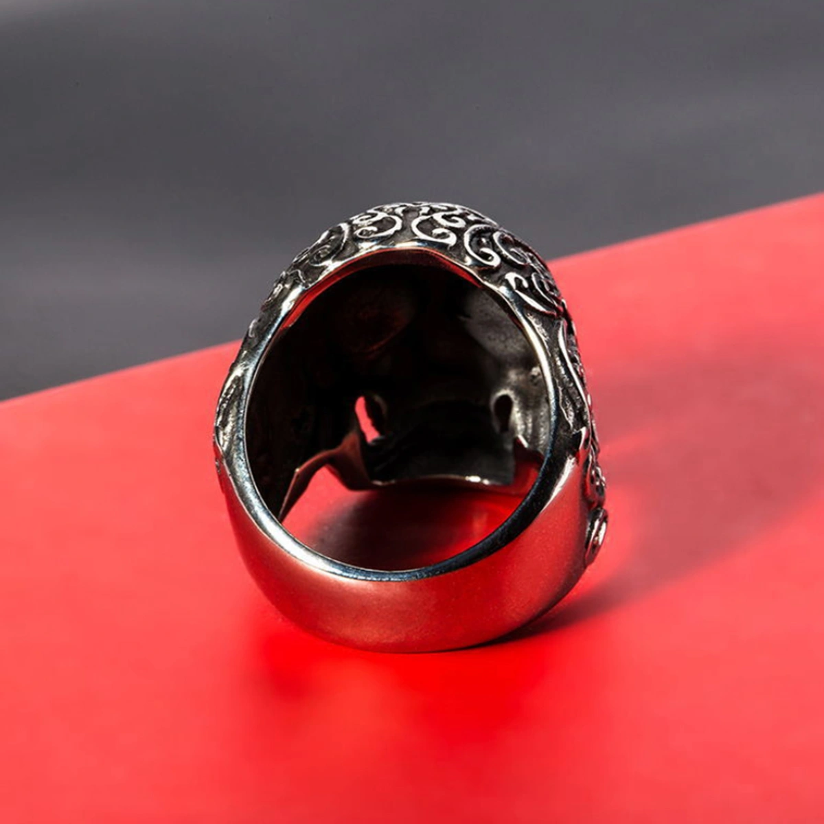 Skull Ring Retro Carved Cross Ring Ghost Head Ring Jewelry Accessories Ring for Halloween Festival (Golden Number 10)