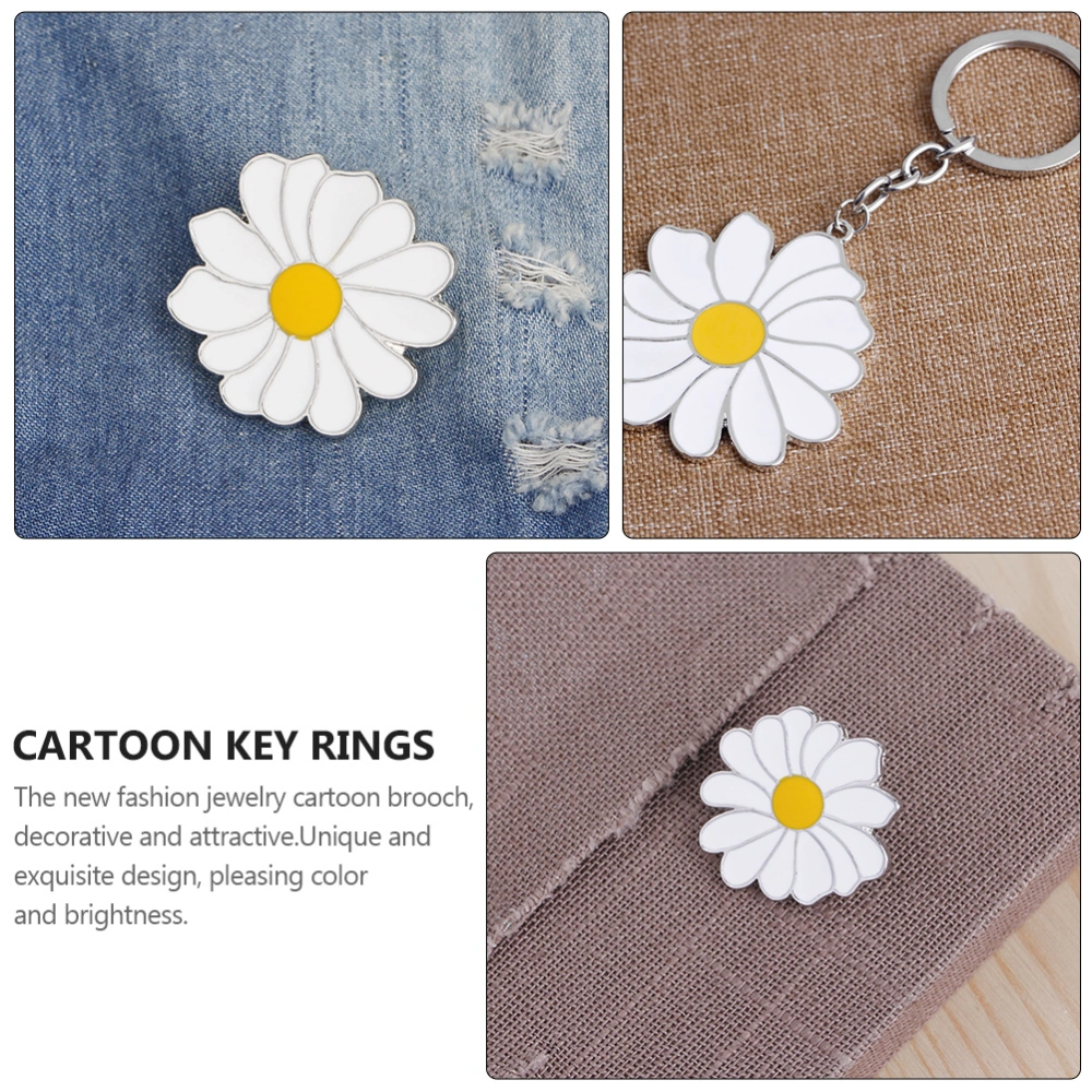 1 Set of Cartoon Key Rings Decorative Key Chain Daisy Keys Chain Daisy Brooch