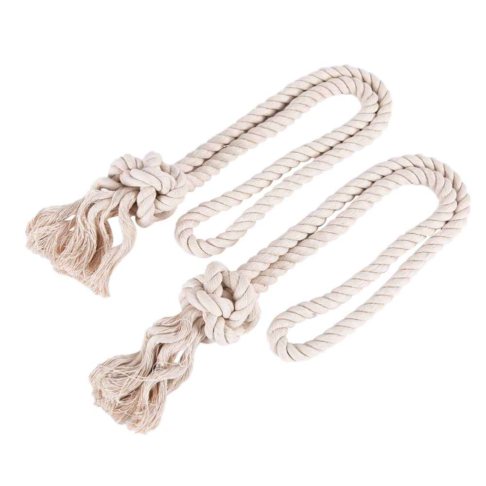 2pcs Retro Tassel Knit Curtain Rope Curtain Tieback Knitting Curtain Rope Beige