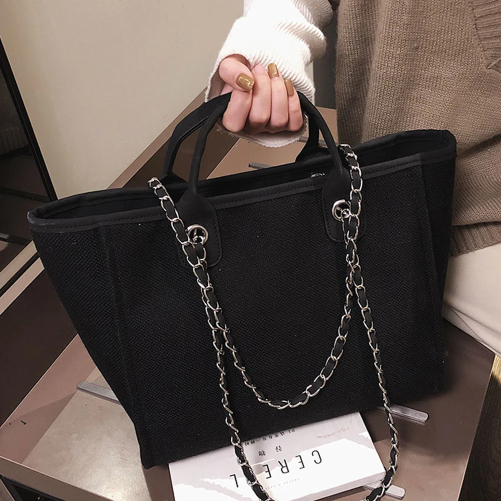 Fashion Women Handbag Simple Shoulder Bag Large Capacity Multifunction Tote Bag for Daily Lady (Black)