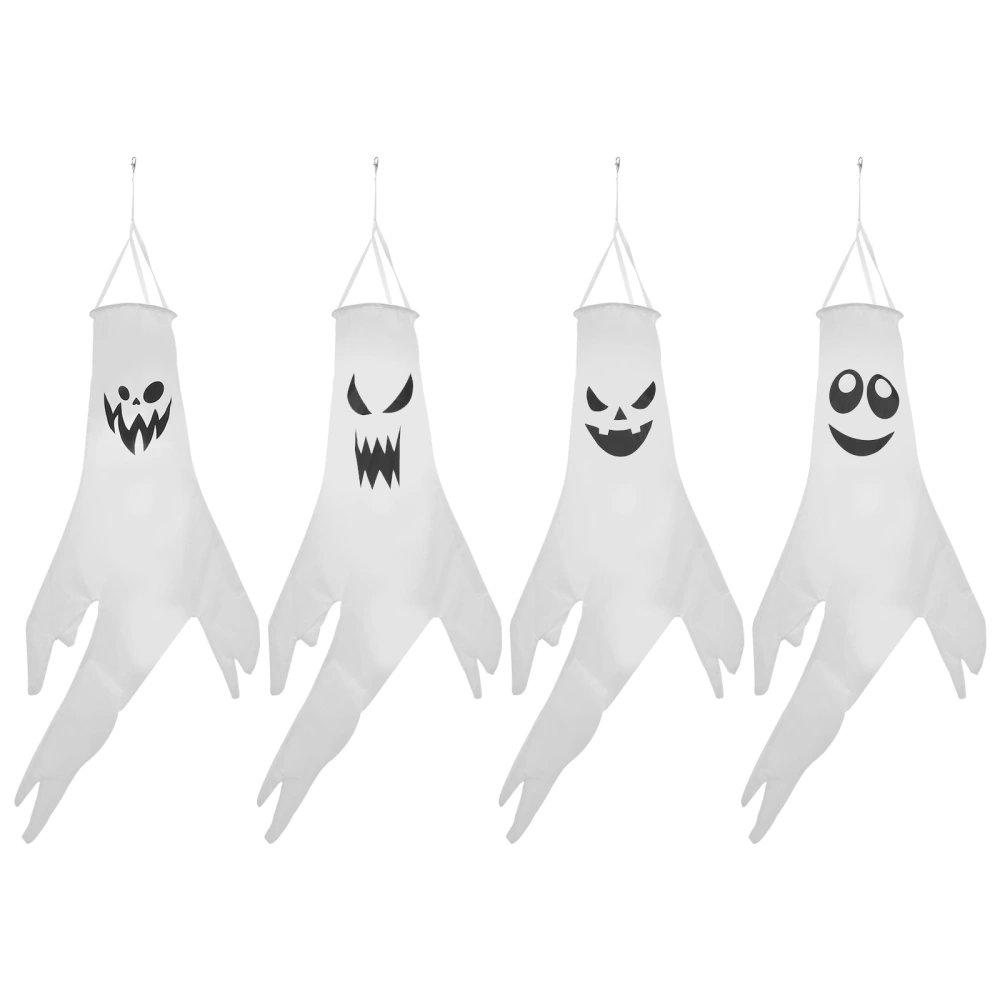 4pcs Halloween Windsock Flags Ghost Wind Socks Garden Hanging Glow Windsocks