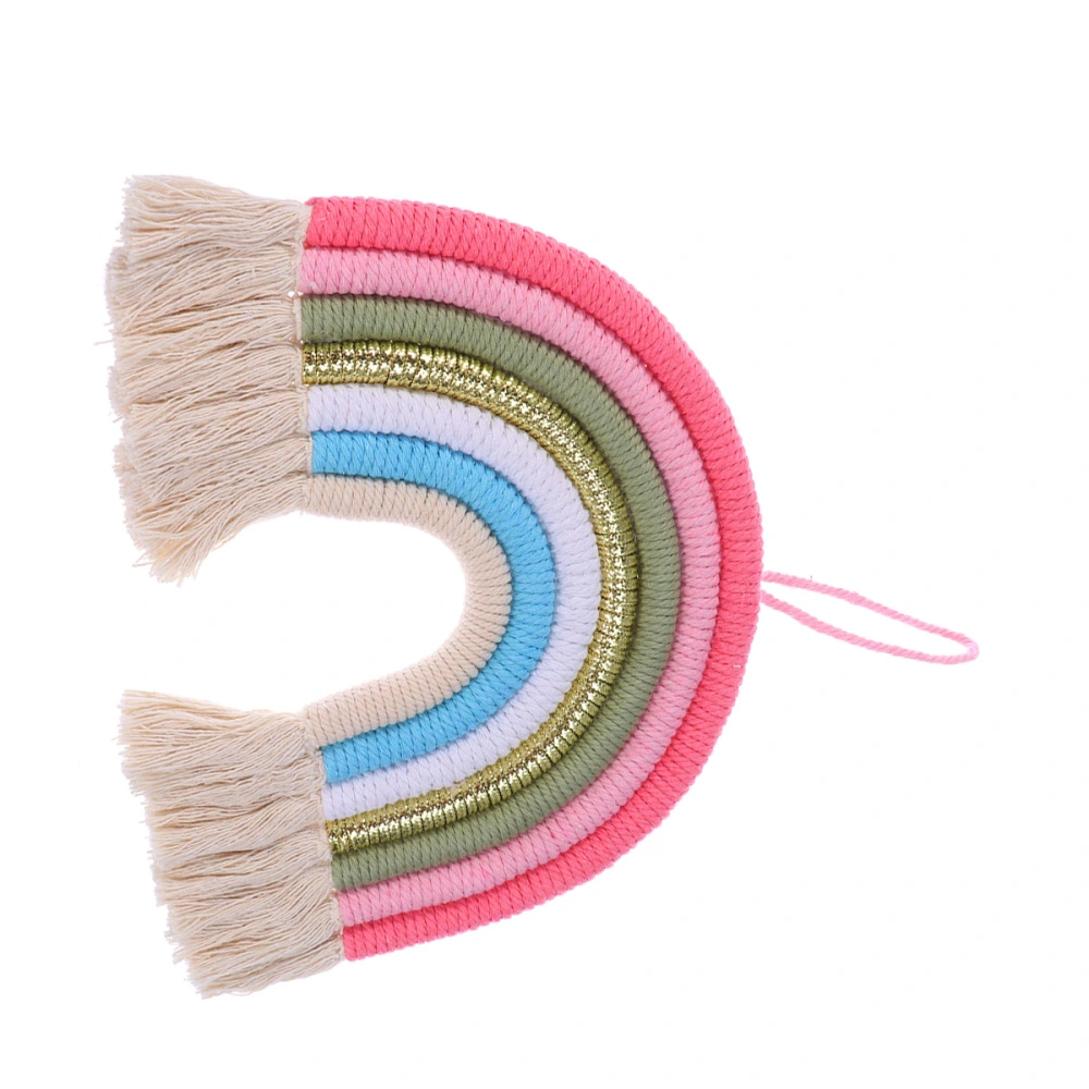 Cotton Rope Pendant Rainbow Handmade Weaving Craft Decor Wall Mounted Hanging Ornament Wall Decoration for Home Kids Bedroom (Number 3 Color Style)