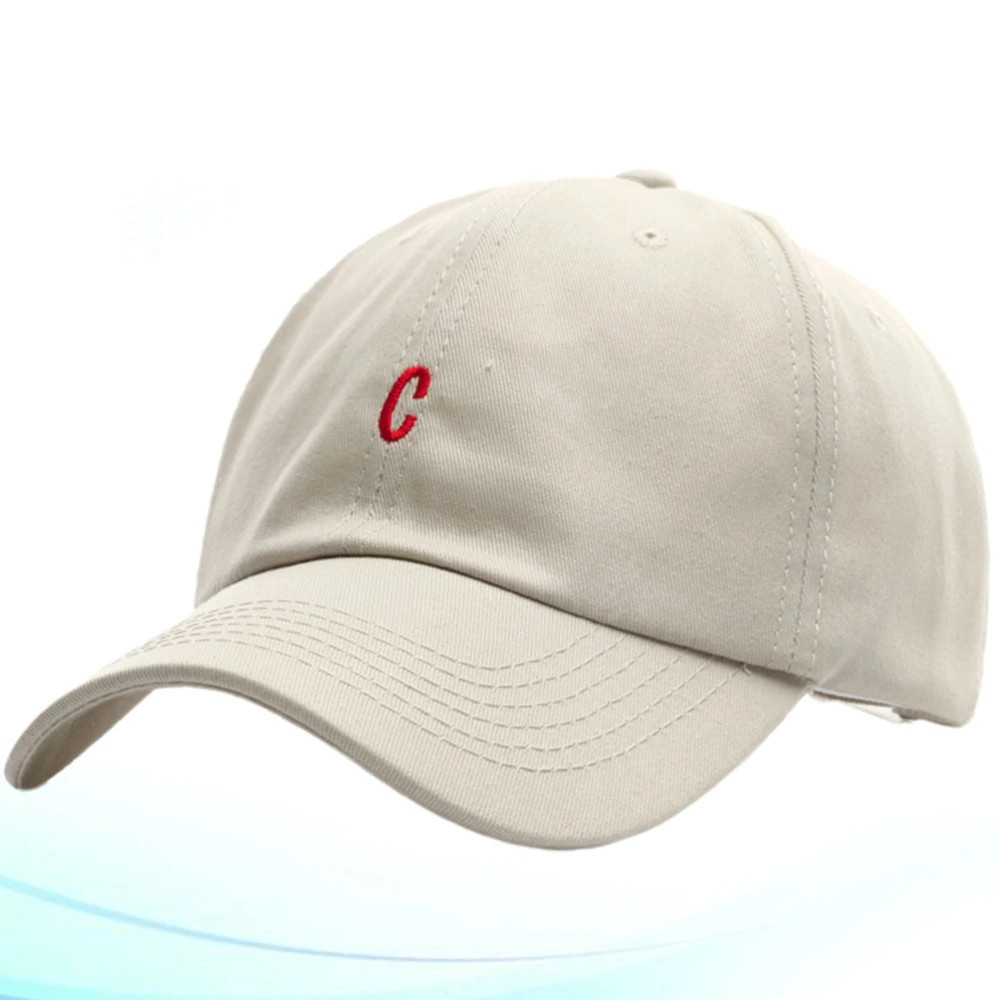 Letter C Embroidered Hat Fashion Baseball Simple Headwear Summer Sun Hat Cotton Headwear for Woman Man Student (Beige)