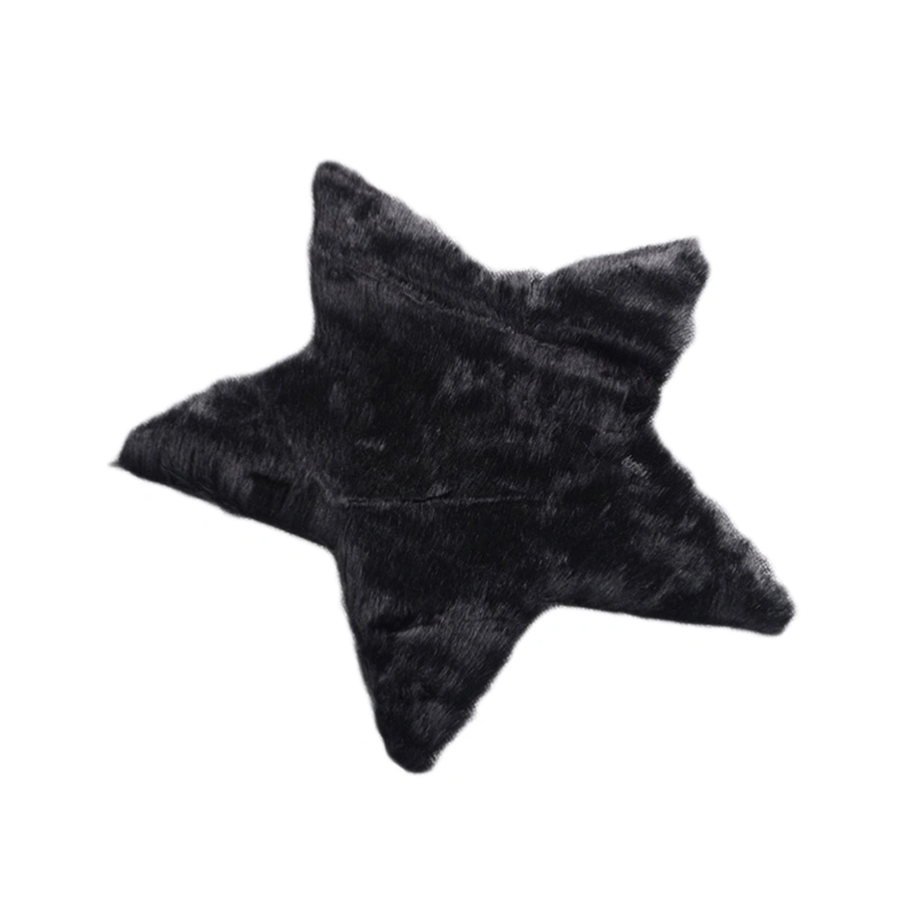 Modern Fashion Creative Star Shaped Plush Cushion Carpet Rug Ground Mat Tea Table Mats for Decoration (Black)