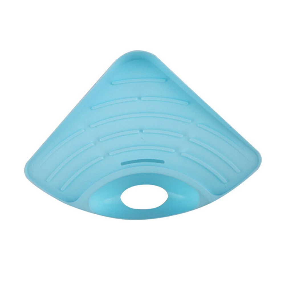 Triangle Shelf Kitchen Sink Dish Drain Rack Bathroom Soap Sponge Holder (Blue)