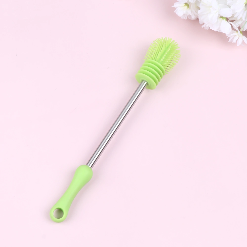 Long Handle Feeding Bottle Cleaning Brush Glass Cup Brush Bottle Water Mug Brush for Home Kitchen (Fluorescent Green)