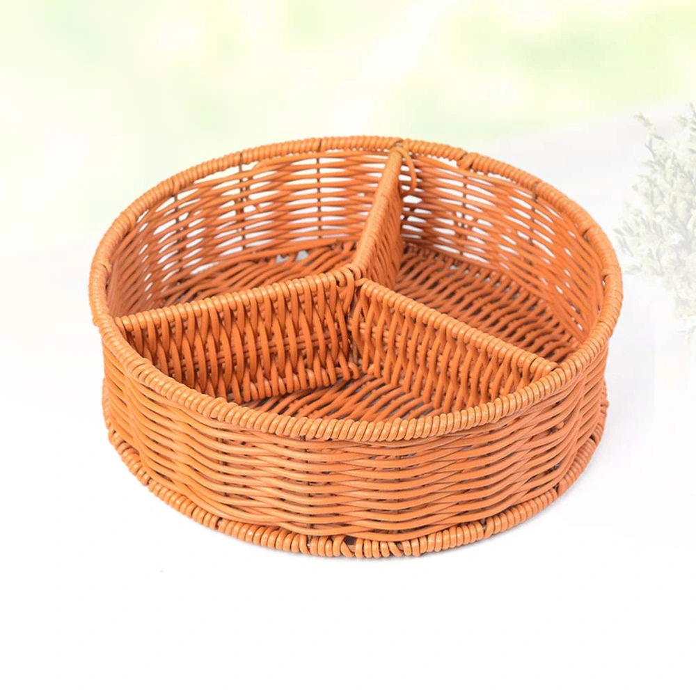 1pc Hoousehold Handmade Woven Fruit Vegetable Storage Basket Handmade Fruit Basket for Home (Brown Large Size)