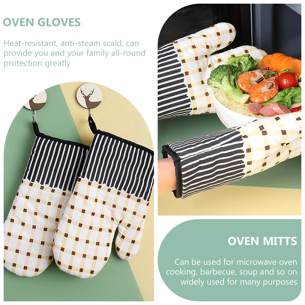 Cotton Oven Mitts Heat Resistant Oven Gloves Microwave Mittens for Bakery
