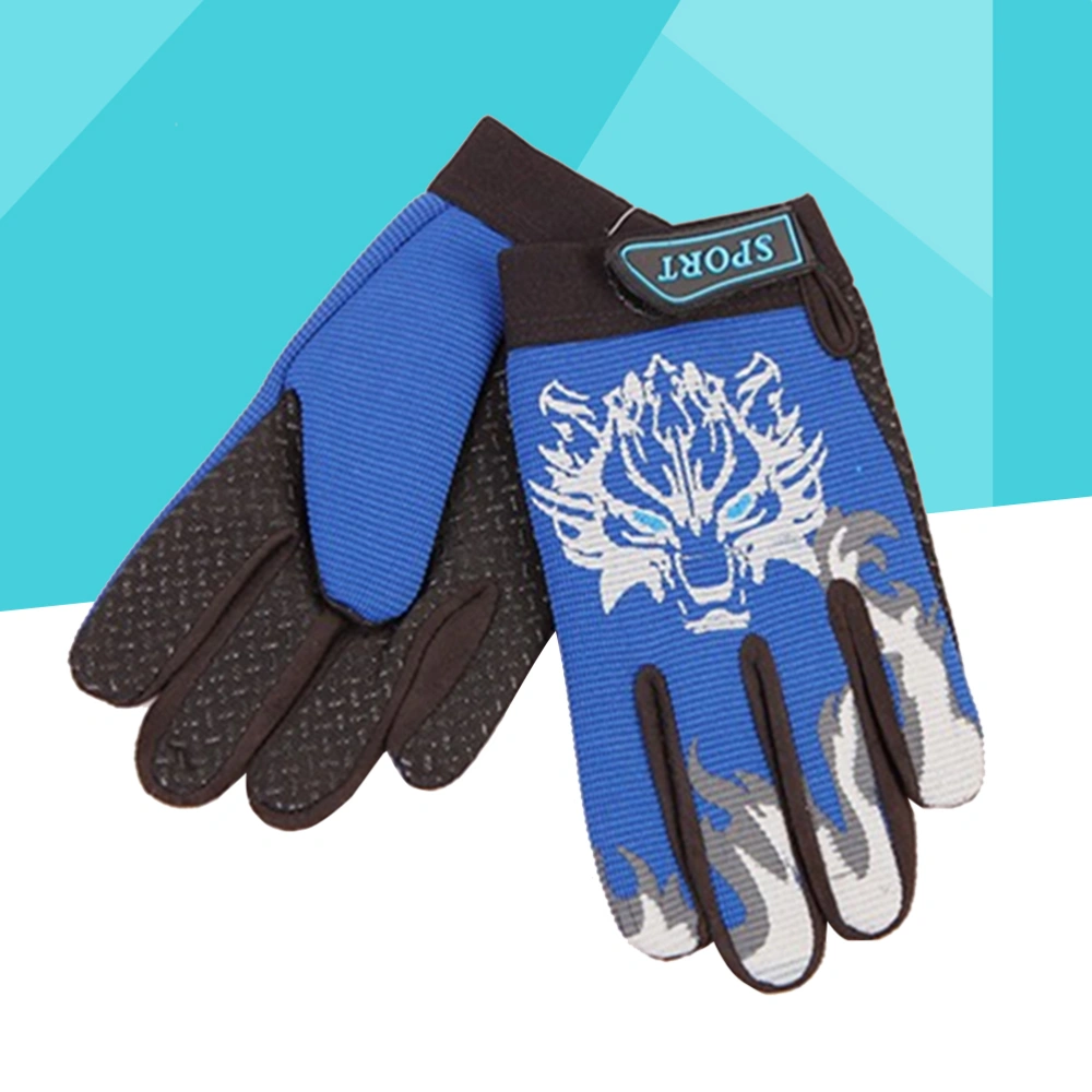 Kids Fitness Cycling Gloves Mountain Bike Riding Gloves Outdoor Tactical Gym Gloves Size (Blue)