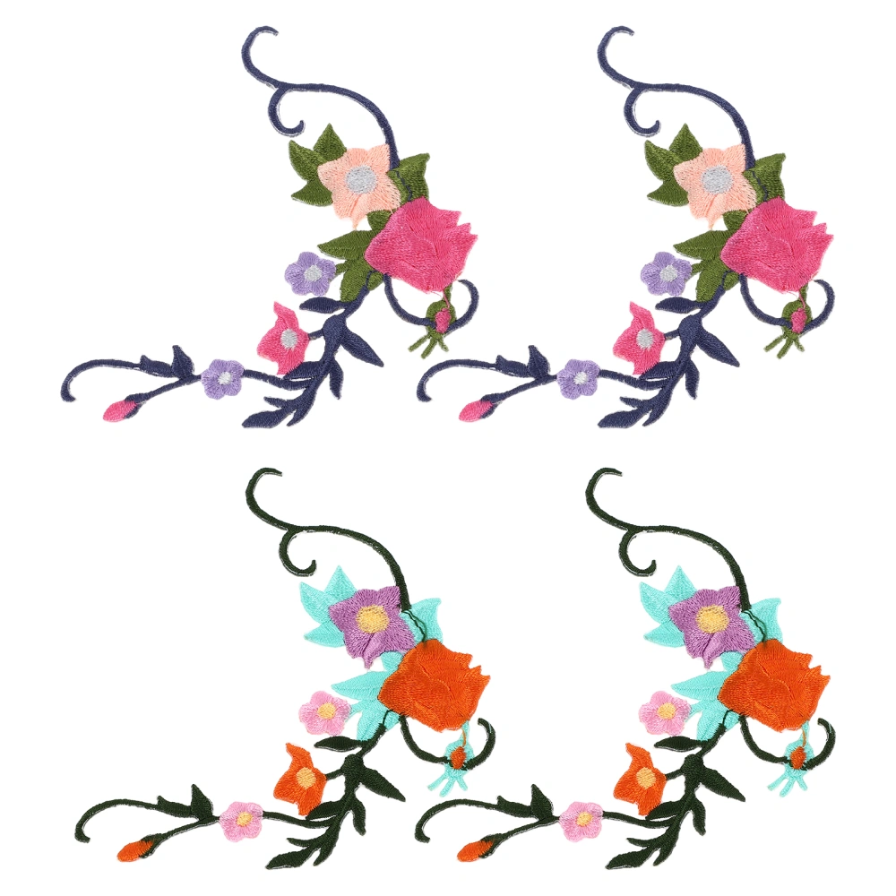 4pcs DIY Clothing Patches Flower Embroidery Applique Clothes Decor Materials