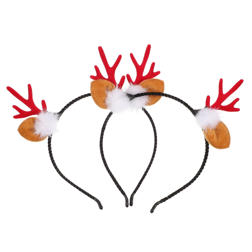 2Pcs Christmas Antler Headband Ear Rabbit Hair Headband Xmas Party Hair Decor