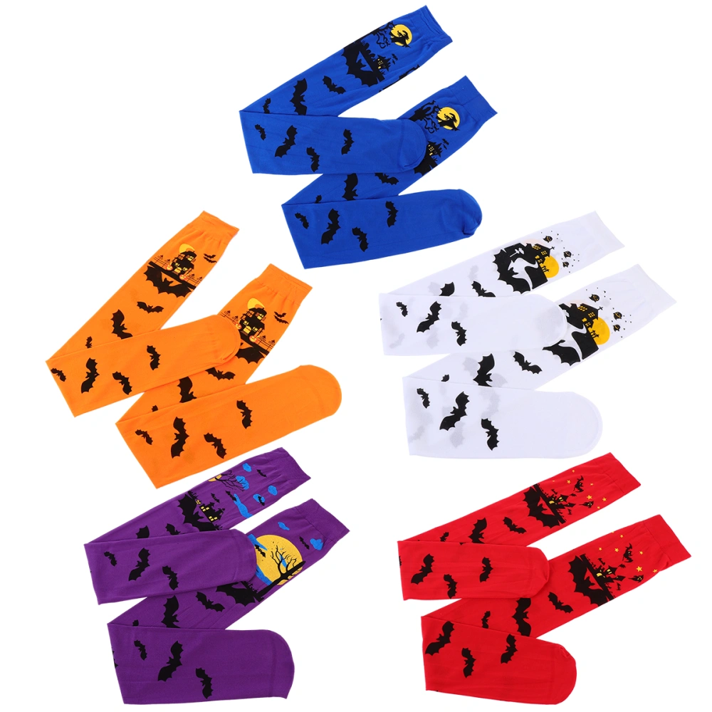 1 Set 5 Pair Halloween Printed Socks Stockings Costume Props (Random Color)