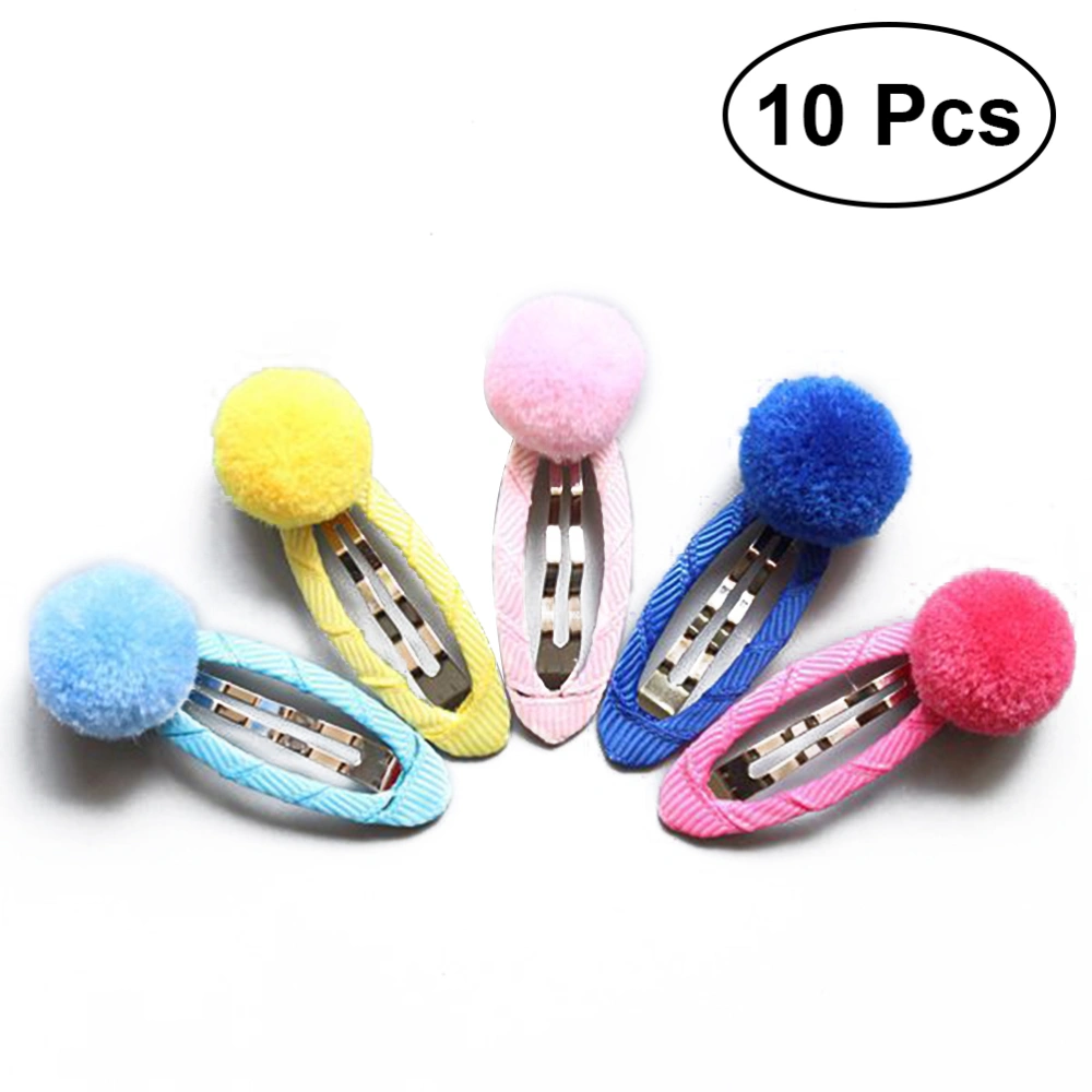 10PCS Assorted Colors Fluffy Ball Snap Hair Clips Hair Barrettes Baby Girls Hair Clips Hair Girls Baby Kids Hair Accessories