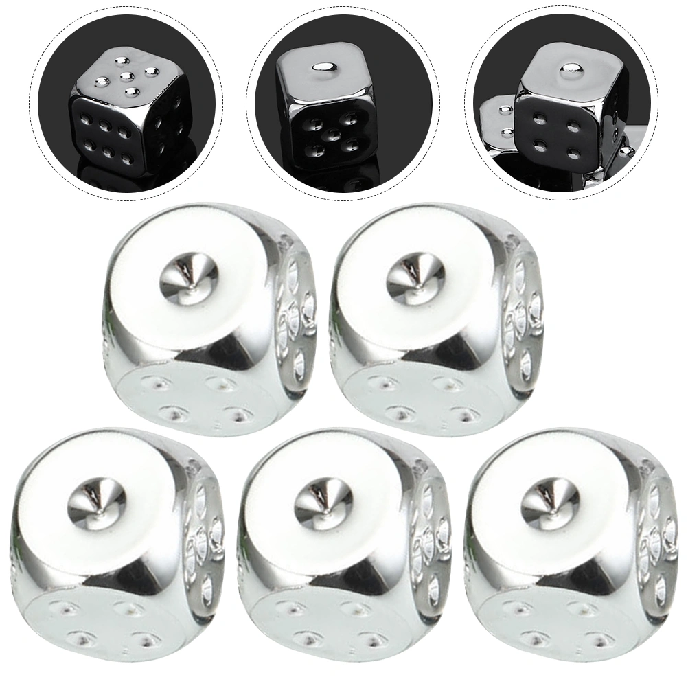 5Pcs Metal Dice Toy Party Game Metal Dice Round Corner Dot Dice DIY Craft Dice Kids Dice