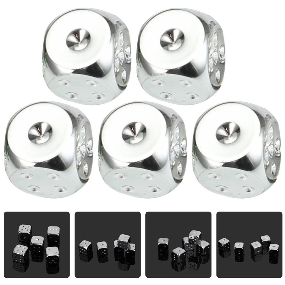 5Pcs Metal Dice Toy Party Game Metal Dice Round Corner Dot Dice DIY Craft Dice Kids Dice