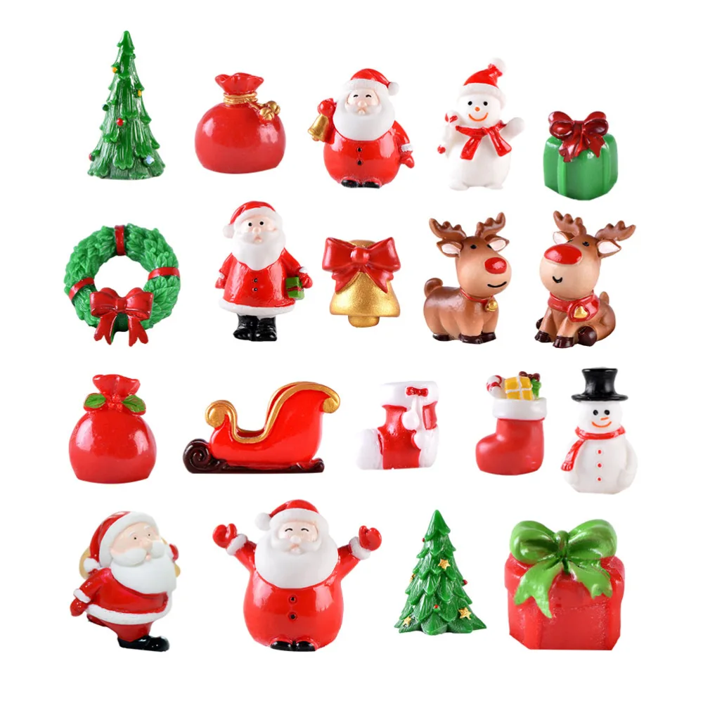 20pcs Christmas Ornaments Xmas Home Decoration Creative Desktop Ornaments Mixed Style