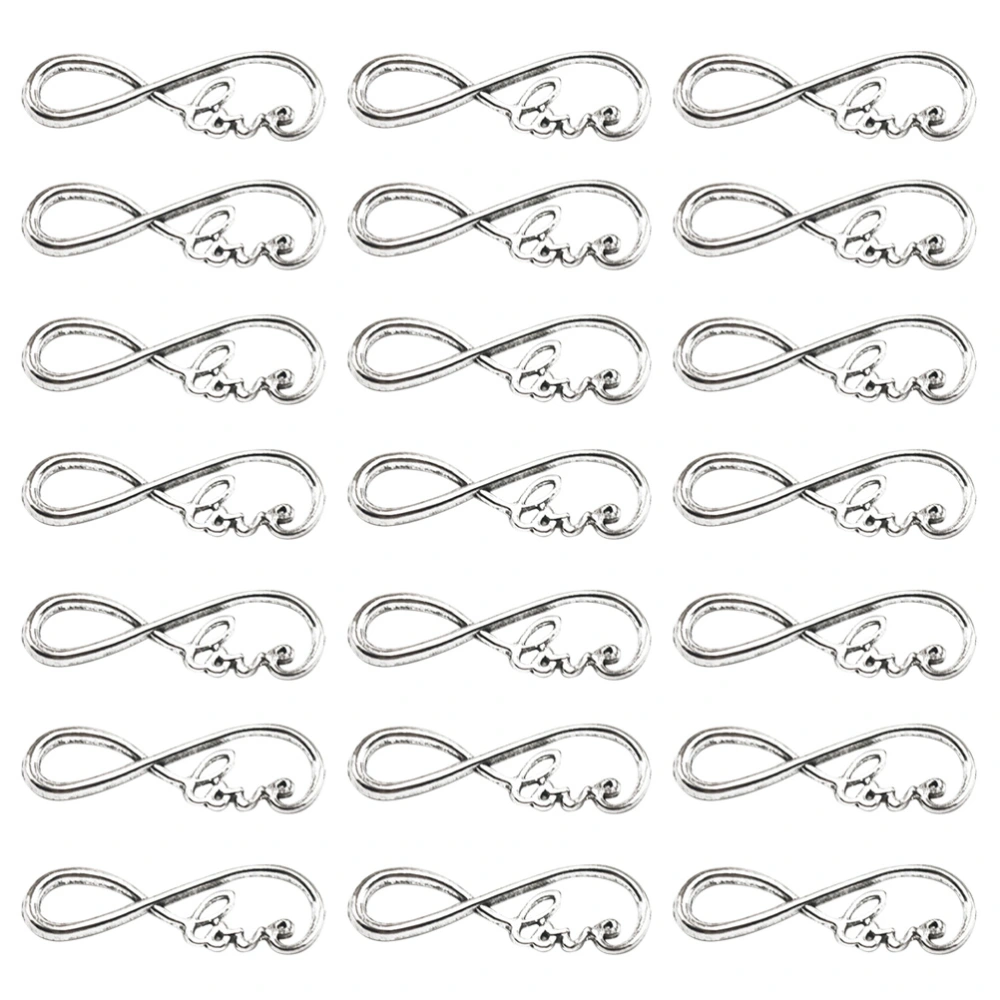 50pcs Alloy 8 Shape Pendants Love Letter Charms Connector DIY Jewelry Making Accessory for Necklace Bracelet (Antique Silver)