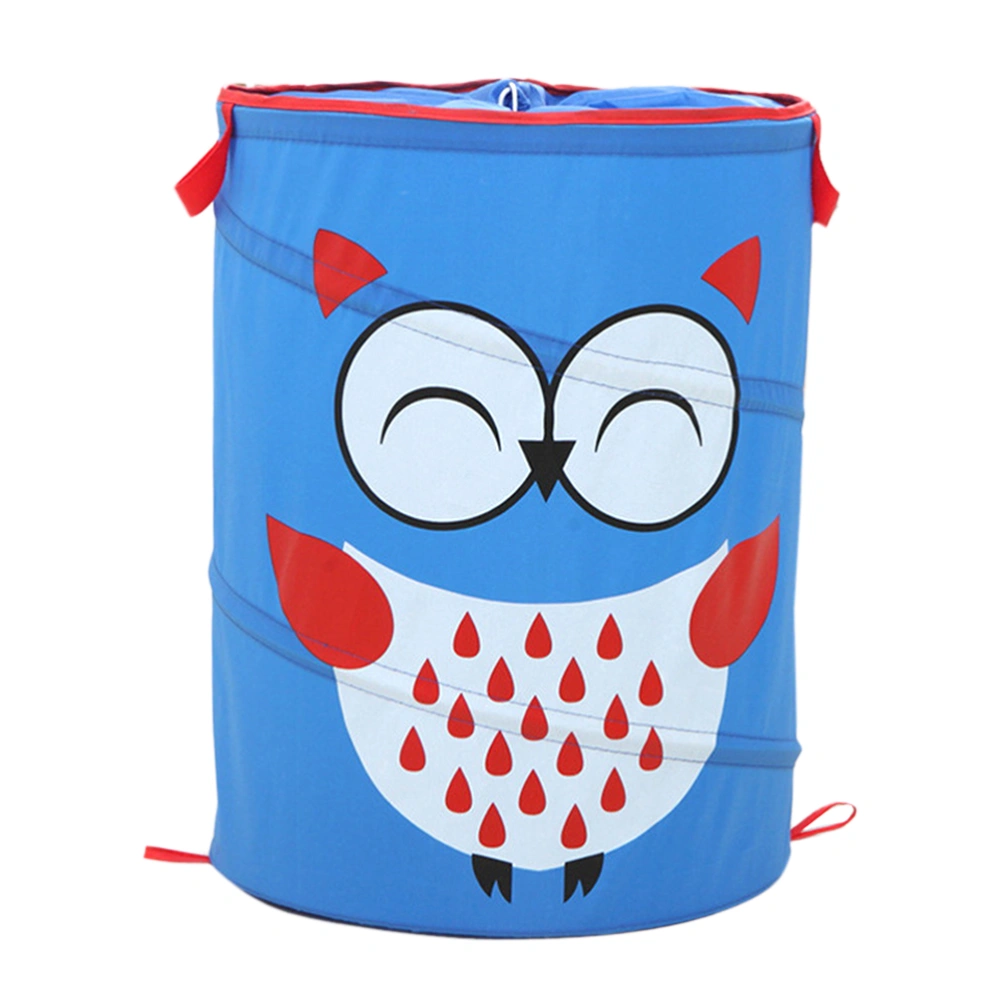 1pc Cartoon Children Storage Basket Foldable Sundries Organizer Container Multifunctional Basket(Dark Blue, Owl)