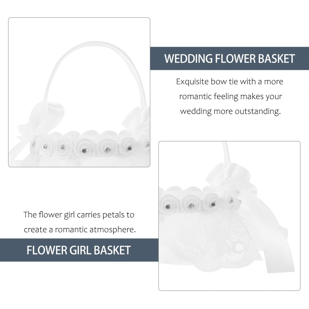 2 Pcs Lace Design Wedding Flower Baskets Flower Children Handheld Basket Wedding Supply