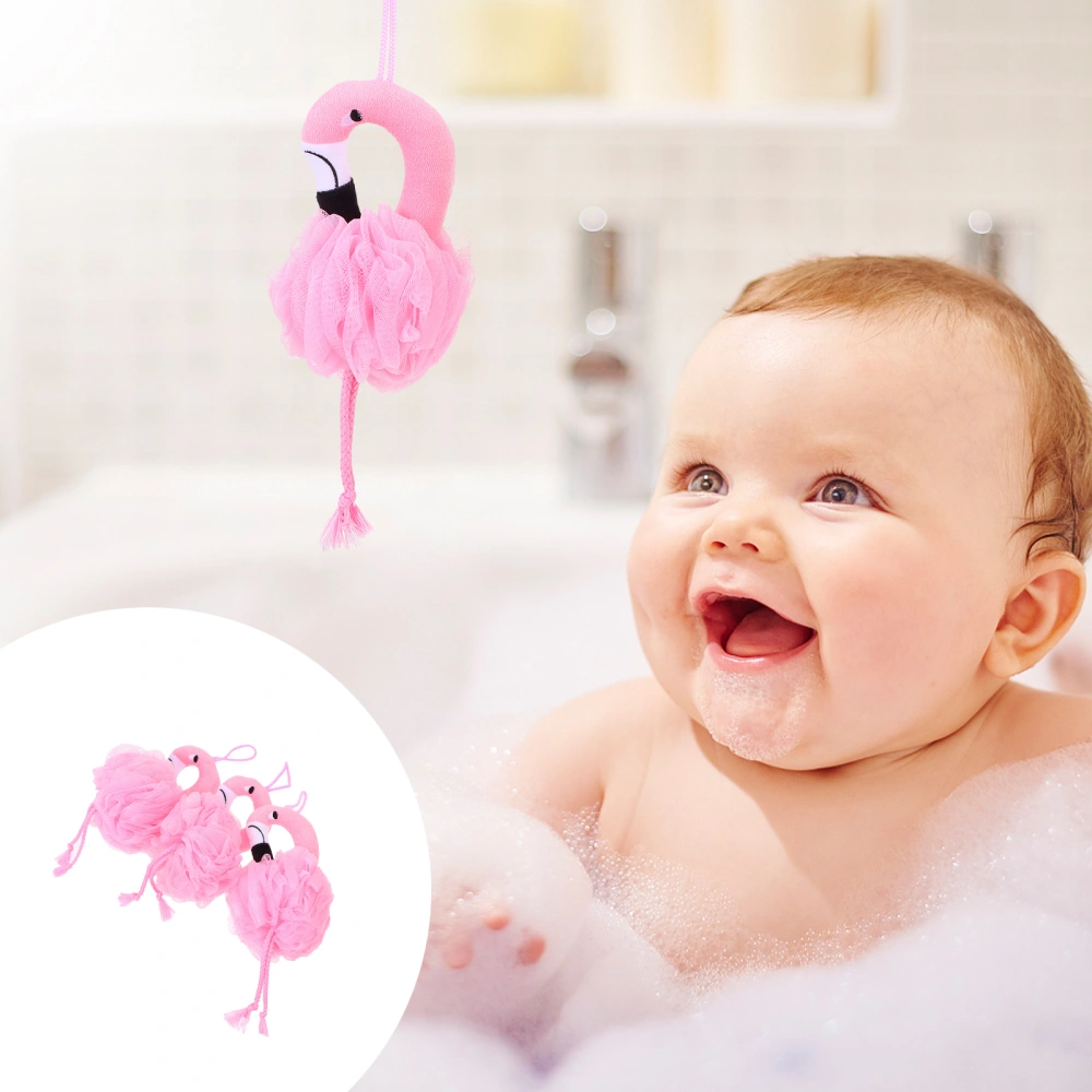 3PCS Cartoon Flamingo Bath Flower Lovely Kid Flamingo Bath Ball Home Bath Tool