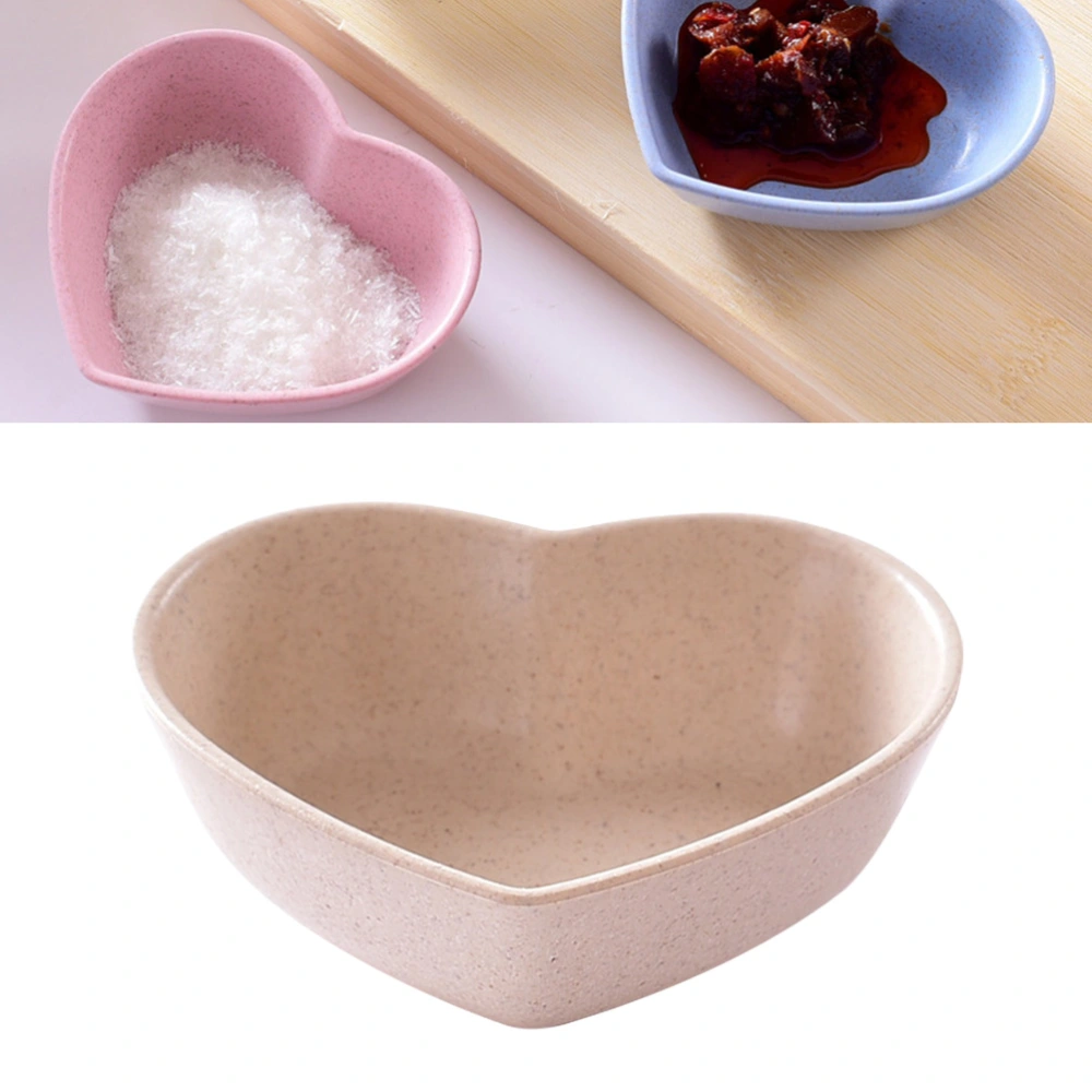 4pcs Sauce Dishes Heart Shape Sauce Dipping Bowls Wheat Straw Soy Sauce Dishes Mini Dinnerware Plate Condiment Dish for Paste Jam Sushi(Beige)