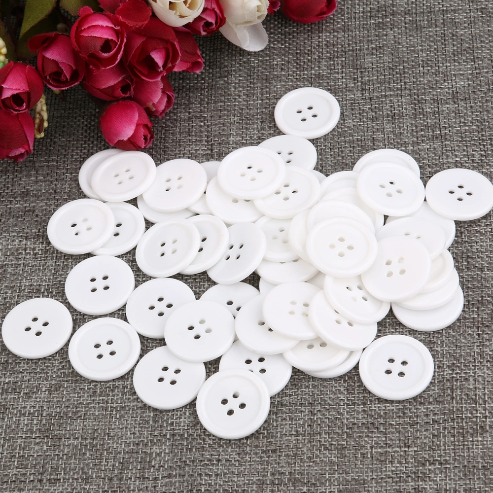 50pcs 23mm 4-hole Resin Sewing Buttons for Sewing Scrapbooking Knitting (White)