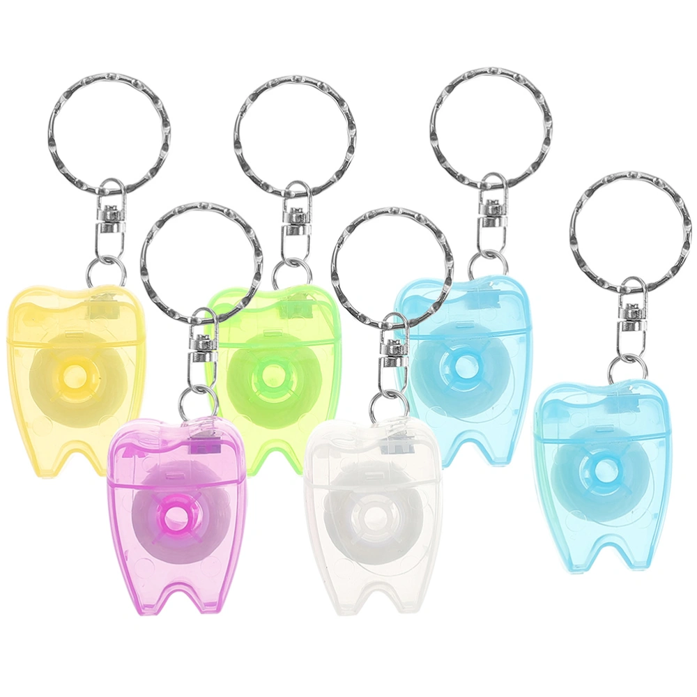 6Pcs Keychain Floss Portable Dental Floss Picks Keychain Floss Picks Floss Box with Key Ring