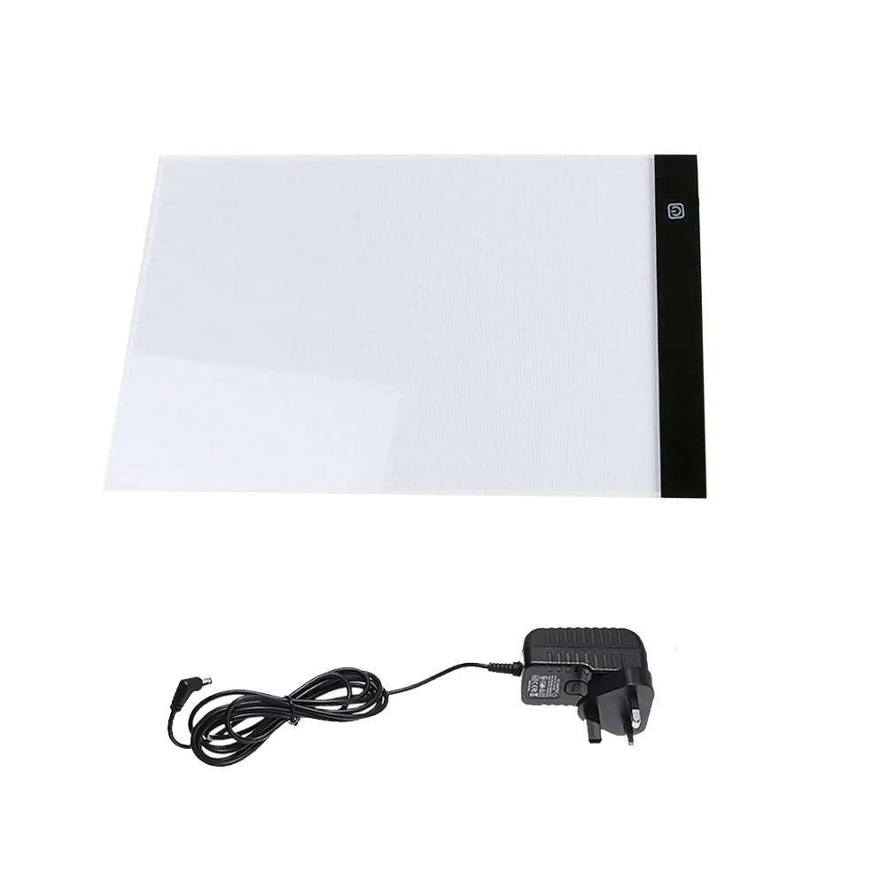 Portable A4 Size LED Light Box Ultra Thin 3 Settings Dimmable Brightness Stencil Board Drawing Board Tracing Animation Table (White)
