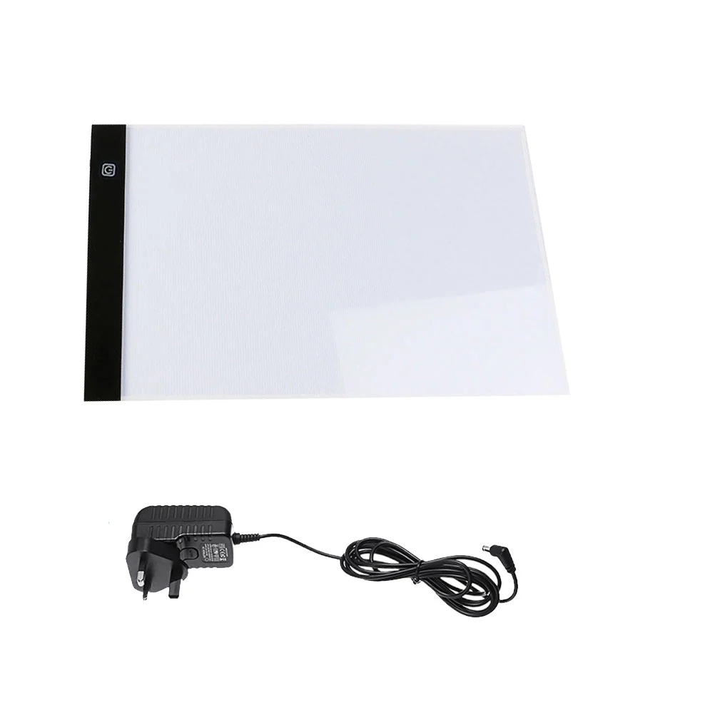 Portable A4 Size LED Light Box Ultra Thin 3 Settings Dimmable Brightness Stencil Board Drawing Board Tracing Animation Table (White)