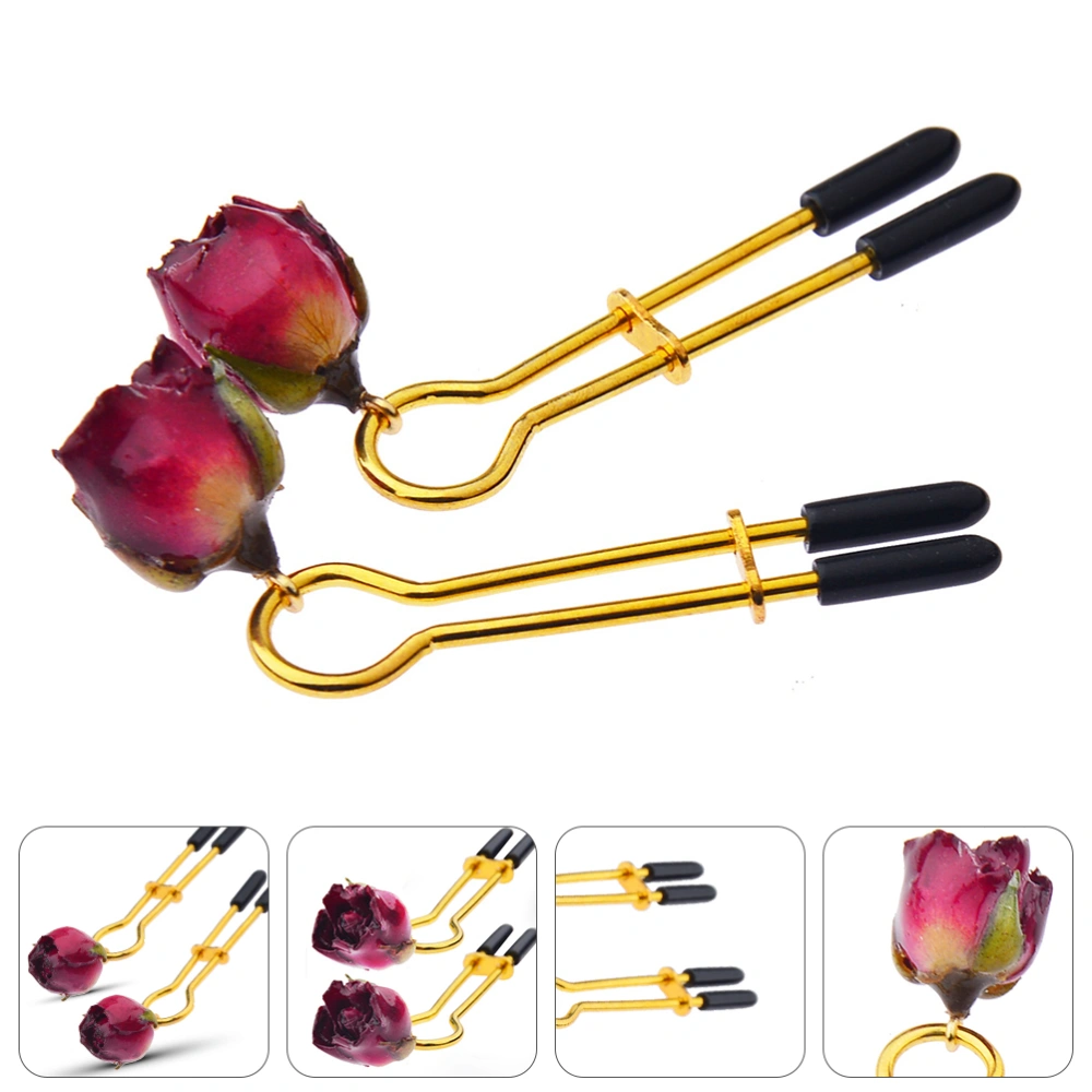 1 Pair Clips Women Clamps Rose Pendant Breast Clips Adults SM Toy