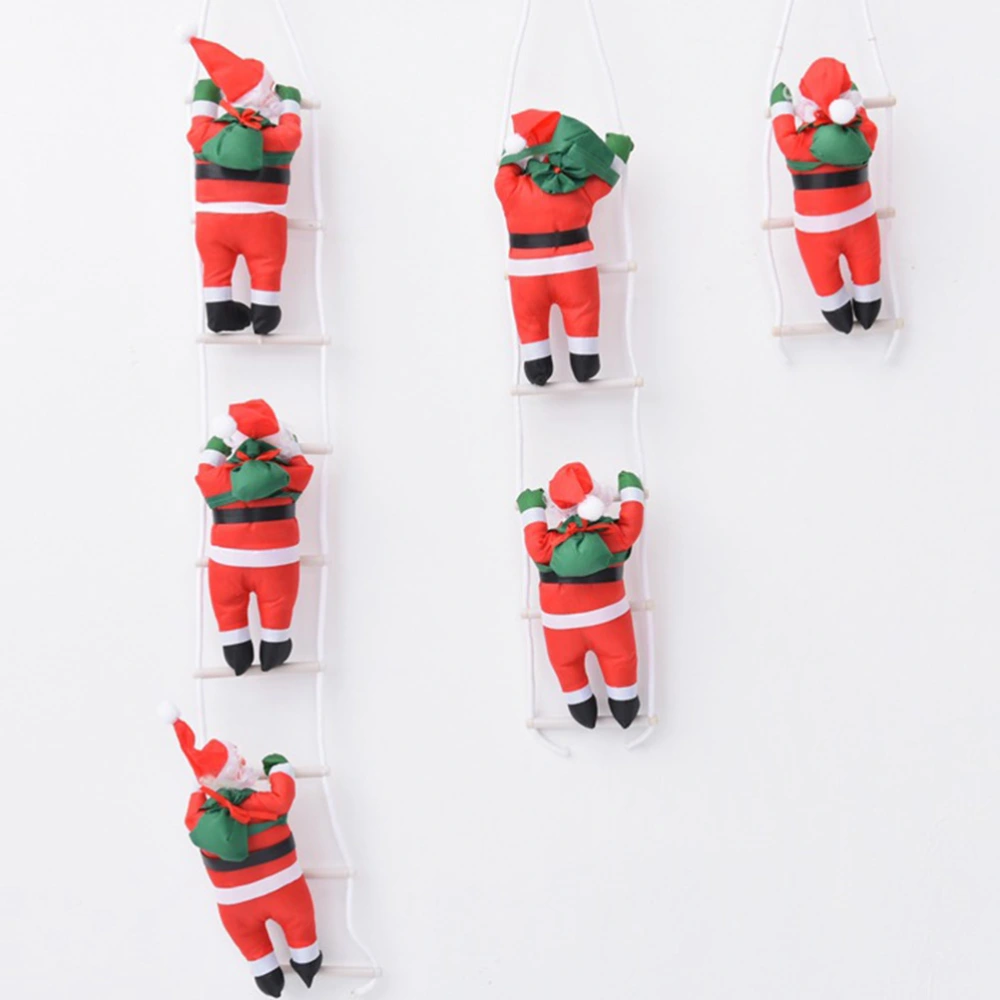 2Pcs 25CM Santa Claus Climbing Ladder Dolls Creative Funny Santa Claus Climbing Rope Pendants Exquisite Christmas Hnaging Ornaments Home Party Decoration