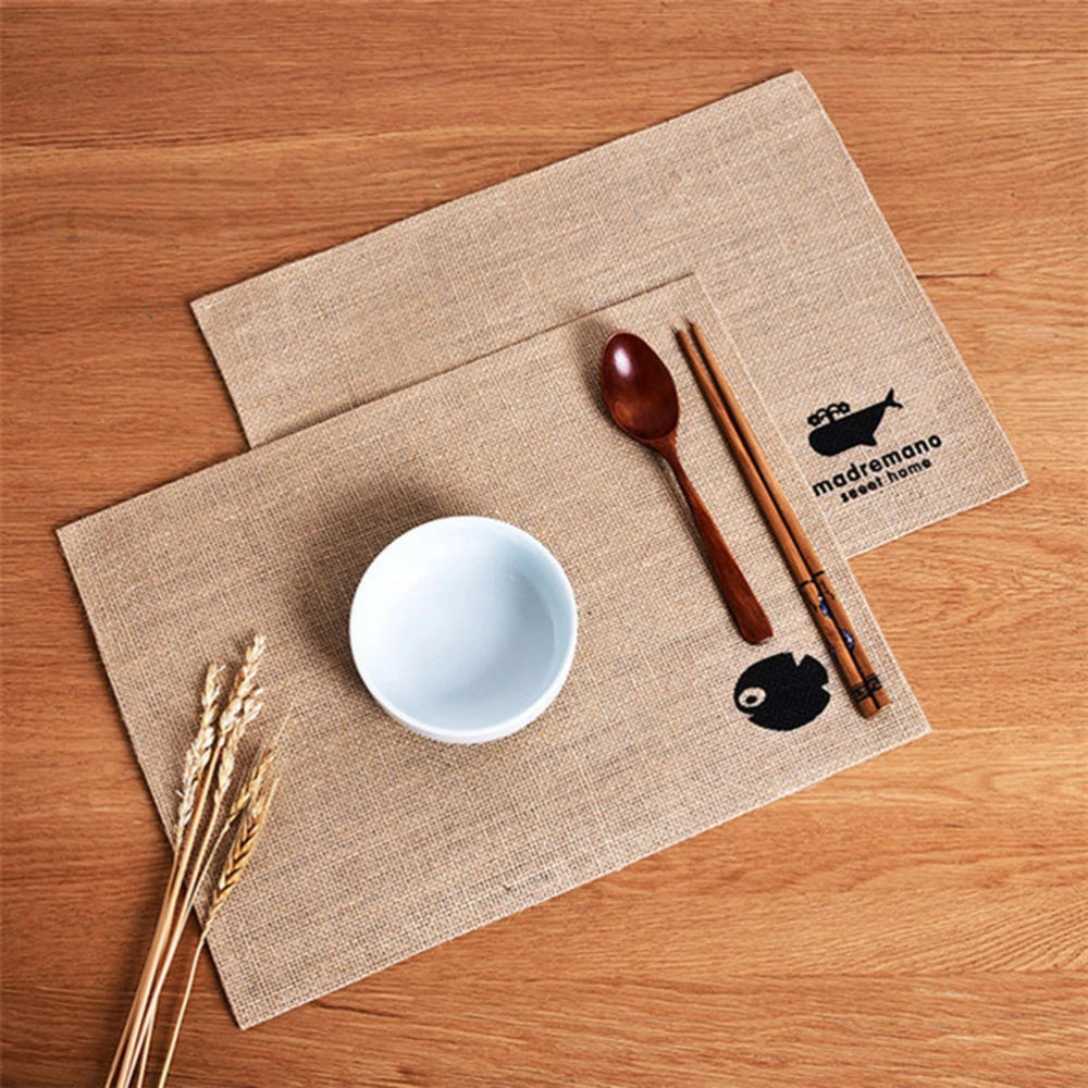 4 Pcs Japanese-style Table Mat Thicken Waterproof Anti-scald Placemat Jute Rectangular Insulation Mat