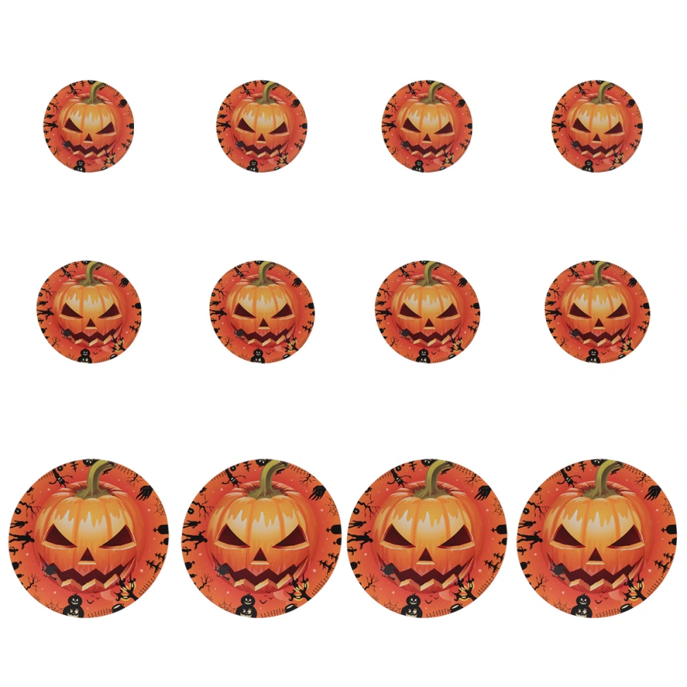 1 Set 12 Sheets Halloween Wall Sticker Decals Floor Sticker Creative Halloween Wall Decorations Halloween Supplies for Home Restaurant Party (Orange)