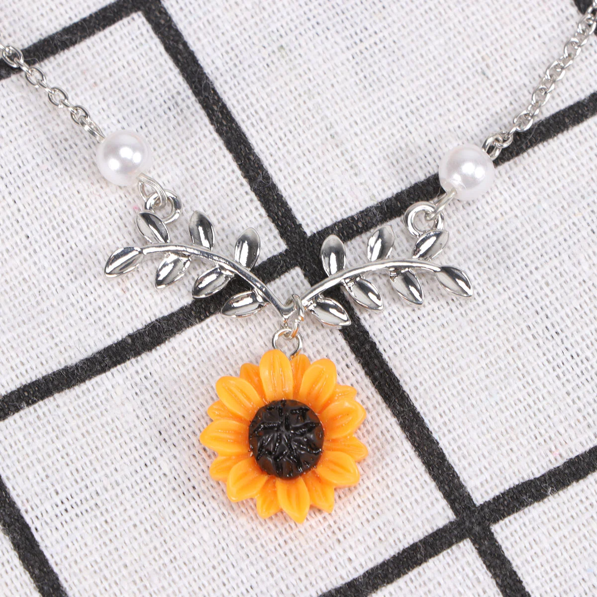 1 Set of Sunflower Accessories Sunflower Necklace Sunflower Earring Sunflower Ring Sunflower Bracelet (Silver) 