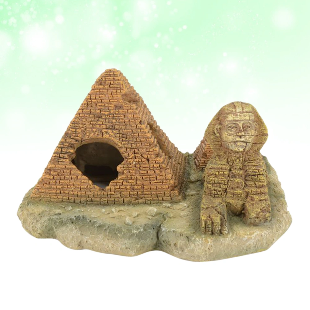 1pc Aquarium Pyramid Sphinx Ornaments Simulation Fish Refuge Resin Fish Tank Ornament Creative Fish Tank Decorations for Home Office