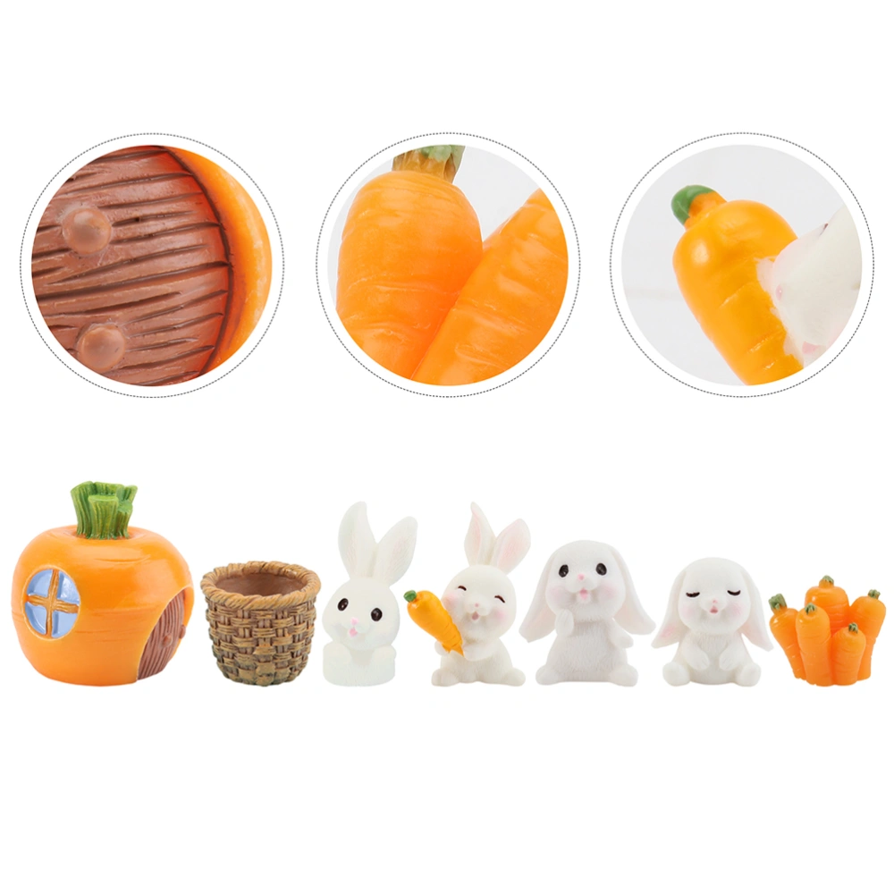 1 Set/6pcs Bunny Series Figurines Landscape Ornaments Miniature Bonsai Decor