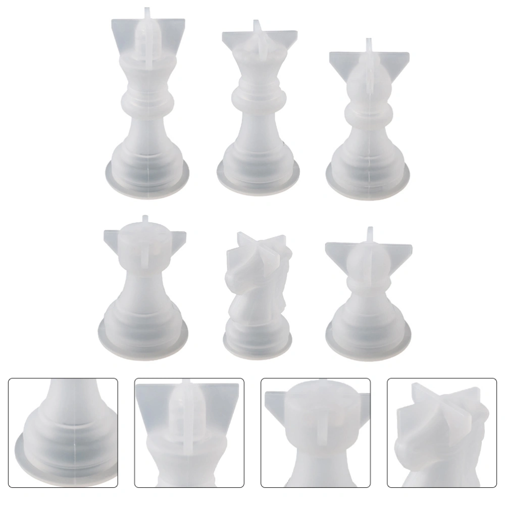 6pcs DIY Chess Pieces Mold Silicone Chess Pieces Mold DIY Desktop Decor Mold